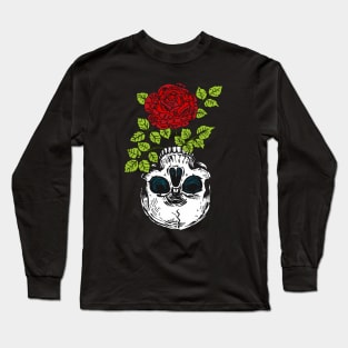 Rose Flower Skull Long Sleeve T-Shirt